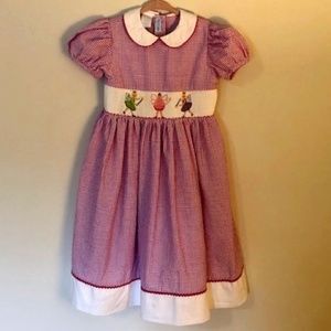 Vive La Fete Gingham Smocked Dress w/ Fairy Detail, Pink, Purple, White,…